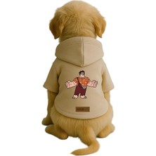 Monopetz Baskılı Içi Polarlı Köpek ve Kedi Kıyafeti & Elbisesi - Bej Renk Kapüşonlu Hoodie B484F, 5xl