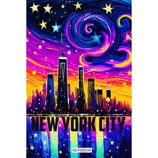 Independently Published New York City Skyline With Van Gogh Starry Night Painting Concept Style With 6x9 Inch 100 Ruled Pages: I Love New York City, Cool New York City Hand Drawn Design
