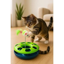 Tineke Çıngarak Toplu Yaylı Fareli Kedi Çember Oyuncağı Eğlence Aksesuarı Kedi Oyun Çemberi Yeşil