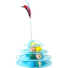 Tower Of Tracks 4 Katlı 7 Toplu ve Tüylü Yuvarlak Kedi Oyuncağı 24 x 13 cm Turkuaz