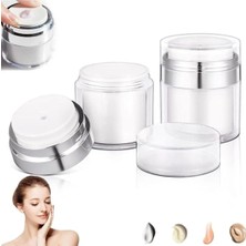 Yenigeldi 50 ml (Büyük Boy) Havasız Pompa Vakumlu Şişe Kapaklı Yeniden Doldurulabilir Krem Kavanozu,şeffaf Beyaz