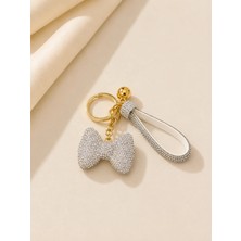 Kumru Studio Taşlı Fiyonk Çanta Charmı & Anahtarlık – Gold Detaylı Kristal Fiyonk Aksesuar