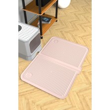 Ata Home Silikon Kum ve Mama Matı Havuzlu Yıkanabilir Kedi Tuvaleti Önü Kedi Kumu Paspası Büyük Boy 40X60 PUDRA,515201706