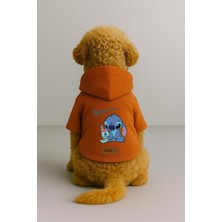Baskılı Içi Polarlı Köpek ve Kedi Kıyafeti & Elbisesi - Turuncu Renk Kapüşonlu Hoodie BFB4E S