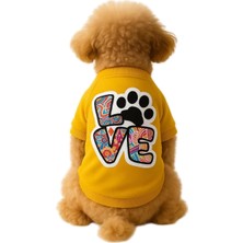 Kedi ve Köpek Kıyafeti & Elbisesi Sarı Sweatshirt Renkli Love M