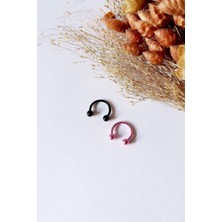 Siyah Pembe Iki Toplu Model Renkli Piercing Ikili Set