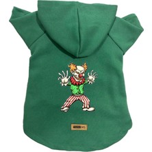Kapişonlu Polar Sweatshirt Köpek ve Kedi Kıyafeti & Elbisesi Yeşil Evil Clown Xs