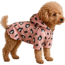 Kedi ve Köpek Kıyafeti & Elbisesi Yağmurluğu Açık Pembe Leopar Baskılı Fileli Yağmurluk Xl