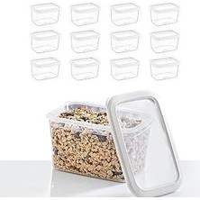 Smartware 12'li Set Skali Dikdörtgen Saklama Kabı Beyaz 1210 ml