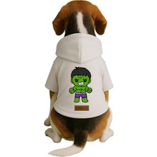 Baskılı Içi Polarlı Köpek ve Kedi Kıyafeti & Elbisesi - Beyaz Renk Kapüşonlu Hoodie Bfdfc Xl