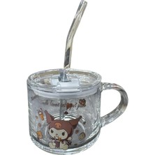 Kawaii Kuromi Pipetli Kulplu Cam Bardak