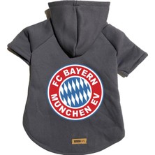 Kapişonlu Polar Sweatshirt Köpek ve Kedi Kıyafeti & Elbisesi - Antrasit Bayern München M Beden