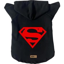 Monopetz Kapişonlu Sweatshirt Köpek ve Kedi Kıyafeti & Elbisesi - Siyah Superman Xs Beden