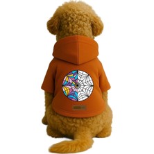 Baskılı Içi Polarlı Köpek ve Kedi Kıyafeti & Elbisesi - Turuncu Renk Kapüşonlu Hoodie BAB02 M