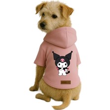 Baskılı Içi Polarlı Köpek ve Kedi Kıyafeti & Elbisesi - Pembe Renk Kapüşonlu Hoodie BFC9C S