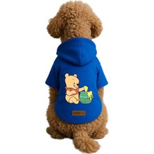 Baskılı Içi Polarlı Köpek ve Kedi Kıyafeti & Elbisesi - Mavi Renk Kapüşonlu Hoodie B0F8F, M