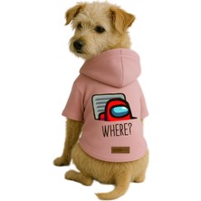 Baskılı Içi Polarlı Köpek ve Kedi Kıyafeti & Elbisesi - Pembe Renk Kapüşonlu Hoodie BA05C 6xl