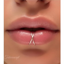 Çelik Paslanmaz Deliksiz Dudak Piercing Fake Piercing, Gri