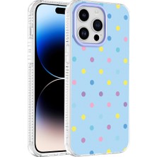 Teleplus iPhone 14 Pro Max Kılıf Puantiye Desenli Potik Sert Pc Kapak