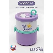 1280 ml 2 Kat Sızdırmaz 304 Paslanmaz Çelik Bento Lunch Box Yeni Nesil Sefer Tası -FFLBOX12167