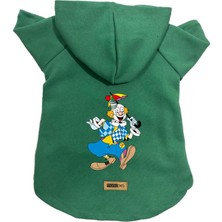Kapişonlu Polar Sweatshirt Köpek ve Kedi Kıyafeti & Elbisesi Yeşil Palyaço L