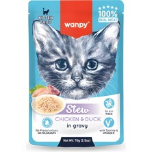 Wanpy Pouch Tavuklu ve Ördekli Yaş Kedi Maması 70GR x 10 Adet