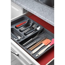 Uzayabilen Çekmece Içi Çatal Bıçak Kaşıklık – Füme Kayar Düzenleyici Organizer, Ayarlanabilir (29,5 x 53,5 Cm)