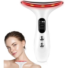LED Ekranlı Yüz ve Boyun Kırışıklık Giderici Masaj Aleti, 3 Farklı Renk Etkili Mod, Titreşimli Cilt Sıkılaştırıcı Cihaz, Boyun ve Gıdı Zayıflatıcı Etki, Yüz Şekillendirici, Cilt Güzelleştirme Cihazı