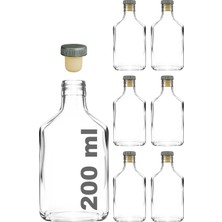 Afracam 200 ml Yassı Şeffaf Cold Brew Şişesi Kapaklı 200 cc Soğuk Kahve Cam Şişe 6 Adet (6, Sentetik (Tıpa) Gri)