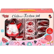 ATF-998A-998B 15 Parça Çiçek Desenli Metal Çay Set
