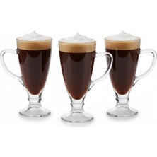 3’lü Cam Kupa Seti 250 ml – Ayaklı Şeffaf Kahve ve Tatlı Bardağı – Latte, Cappuccino, Sıcak Çikolata Için