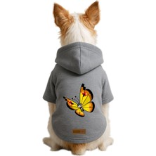 Monopetz Baskılı Içi Polarlı Köpek ve Kedi Kıyafeti & Elbisesi - Gri Renk Kapüşonlu Hoodie B31B4, L