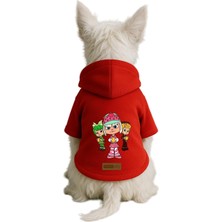 Monopetz Baskılı Içi Polarlı Köpek ve Kedi Kıyafeti & Elbisesi - Kırmızı Renk Kapüşonlu Hoodie BF5C3, 3xl