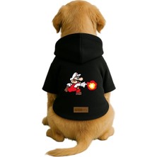Baskılı Içi Polarlı Köpek ve Kedi Kıyafeti & Elbisesi - Siyah Renk Kapüşonlu Hoodie B09E9, L