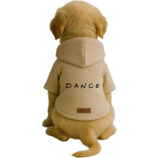 Baskılı Içi Polarlı Köpek ve Kedi Kıyafeti & Elbisesi - Bej Renk Kapüşonlu Hoodie B8B9A, Xl