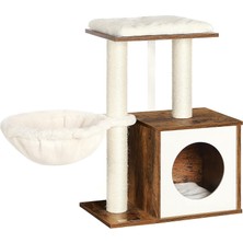 Feandrea Woodywonders Kediler Için Küçük Kedi Ağacı, Iç Mekan Kediler Için Modern Kedi Kulesi, Tırmalama Direkli Kedi Evi, Çıkarılabilir Yıkanabilir Yastıklar, Rustik Kahverengi UPCT122X01
