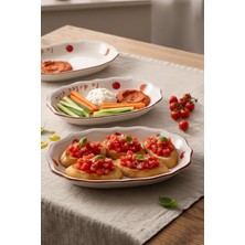 Rakle x Bengi Kurtcebe Pomodoro Stoneware 2'li Kayık Sunum Tabağı Seti 25 cm