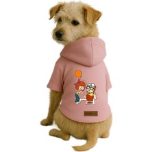 Baskılı Içi Polarlı Köpek ve Kedi Kıyafeti & Elbisesi - Pembe Renk Kapüşonlu Hoodie B6862, L