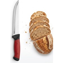 Ekmek Bıçağı, Paslanmaz Çelik, Kırmızı-Siyah Ergonomik Sap, 25 Cm, Mutfak Kullanımı Için