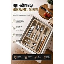 Sas Haus 6 Bölmeli Çekmece Içi Kaşıklık, Plastik Çatal Bıçak Organizeri, Mutfak Düzenleyici Bej S-11003