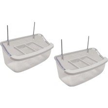 Tel Askılı Izgaralı Şeffaf Kuş Yemliği 10 cm - 2 Adet