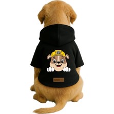 Baskılı Içi Polarlı Köpek ve Kedi Kıyafeti & Elbisesi - Siyah Renk Kapüşonlu Hoodie BB075 Xs