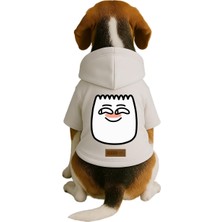 Monopetz Baskılı Içi Polarlı Köpek ve Kedi Kıyafeti & Elbisesi - Beyaz Renk Kapüşonlu Hoodie BF651, Xs