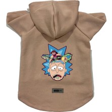 Monopetz Kapişonlu Polar Sweatshirt Köpek ve Kedi Kıyafeti & Elbisesi Bej Rick And Morty 2 M