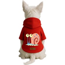Baskılı Içi Polarlı Köpek ve Kedi Kıyafeti & Elbisesi - Kırmızı Renk Kapüşonlu Hoodie B6C1B, Xl
