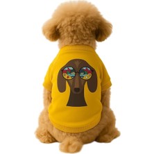 Kedi ve Köpek Kıyafeti & Elbisesi Sarı Sweatshirt Manzara Gözlüklü L