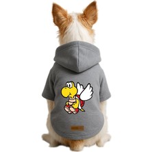 Baskılı Içi Polarlı Köpek ve Kedi Kıyafeti & Elbisesi - Gri Renk Kapüşonlu Hoodie B527B M