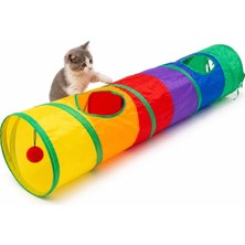 Sogud Kedi Oyun Tüneli Katlanabilir Düz Model, Kedi Oyuncağı Tünel Ev, Renkli Kedi Köpek Oyun Alanı, Geniş Girişli Dayanıklı Kumaş, Taşınabilir Evcil Hayvan Tüneli 120 cm