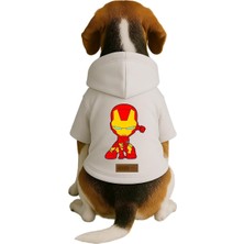 Baskılı Içi Polarlı Köpek ve Kedi Kıyafeti & Elbisesi - Beyaz Renk Kapüşonlu Hoodie BF779 5xl