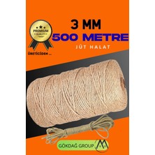 Moontime Alaçatı 3 mm 500 Metre Jüt Halat Dekoratif Hasır Ip